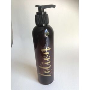 Empty 8 oz Amber Plastic Lotion Bottle With Black Lotion Pump Travel Gift